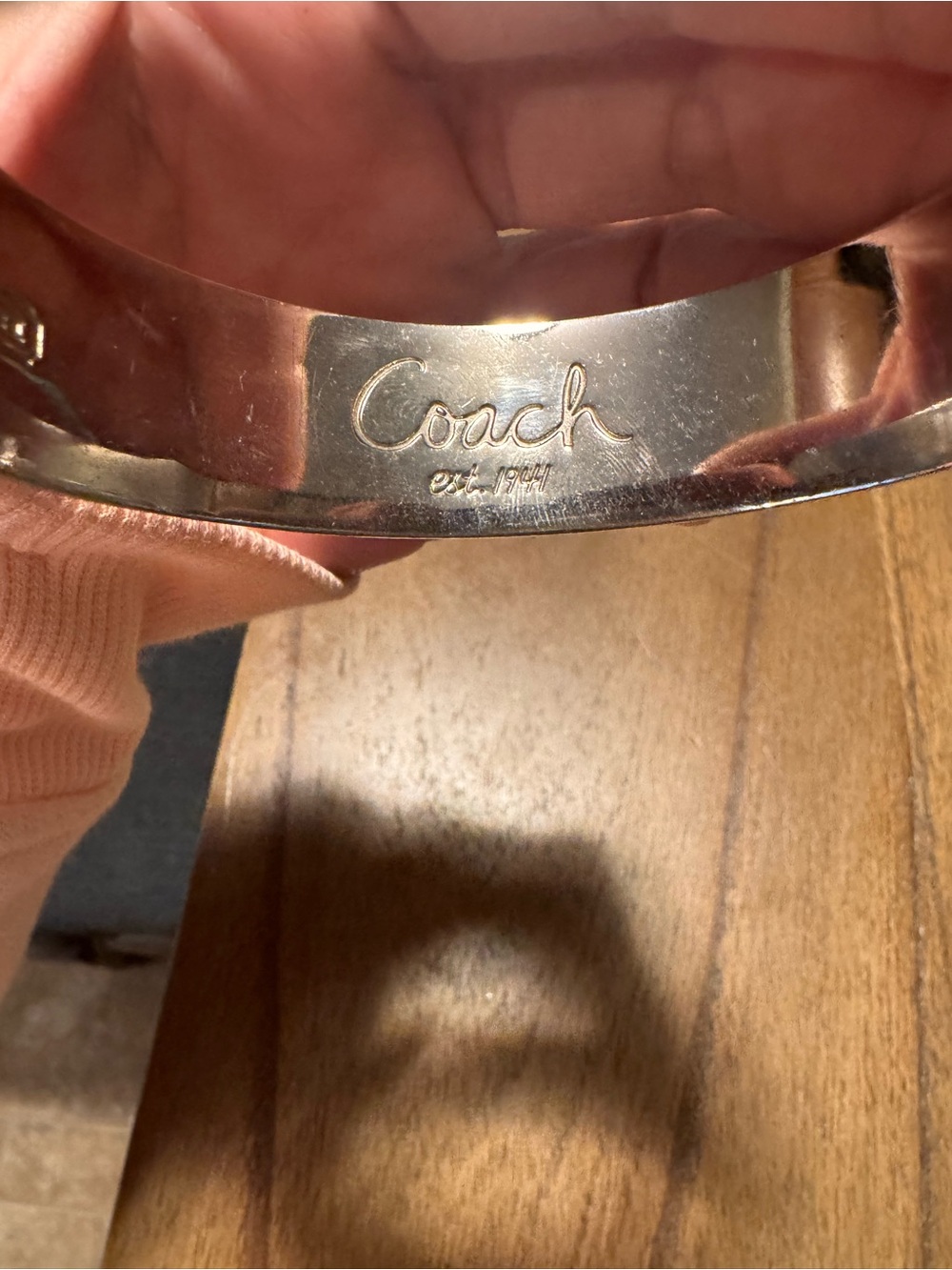 Vintage Coach Pink Signature Cuff Bracelet with Pink Enamel - Picture 2 of 6
